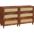 Sideboard verbindet Flechtoptik und geflochtene Elemente
