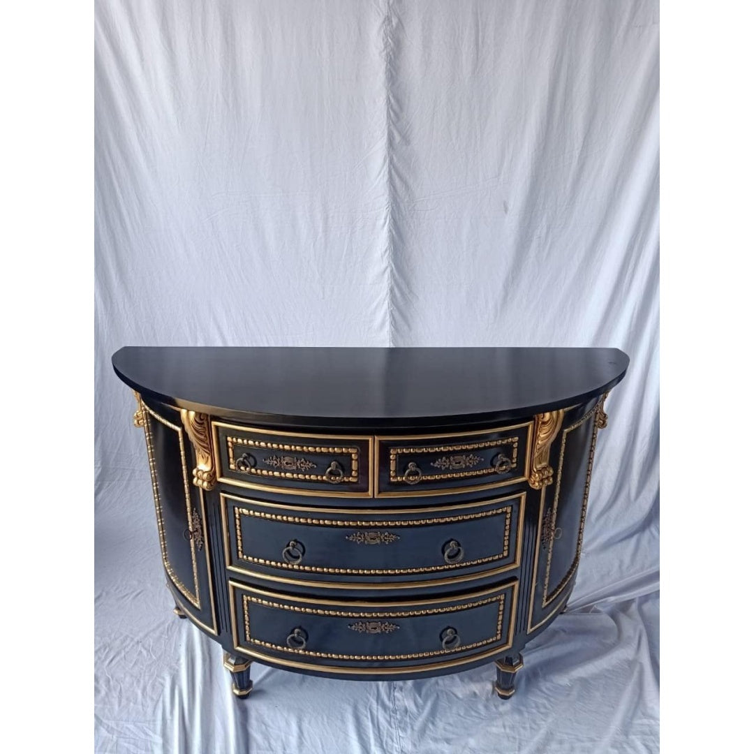 Sideboard in Schwarz und Gold mit Schubladen