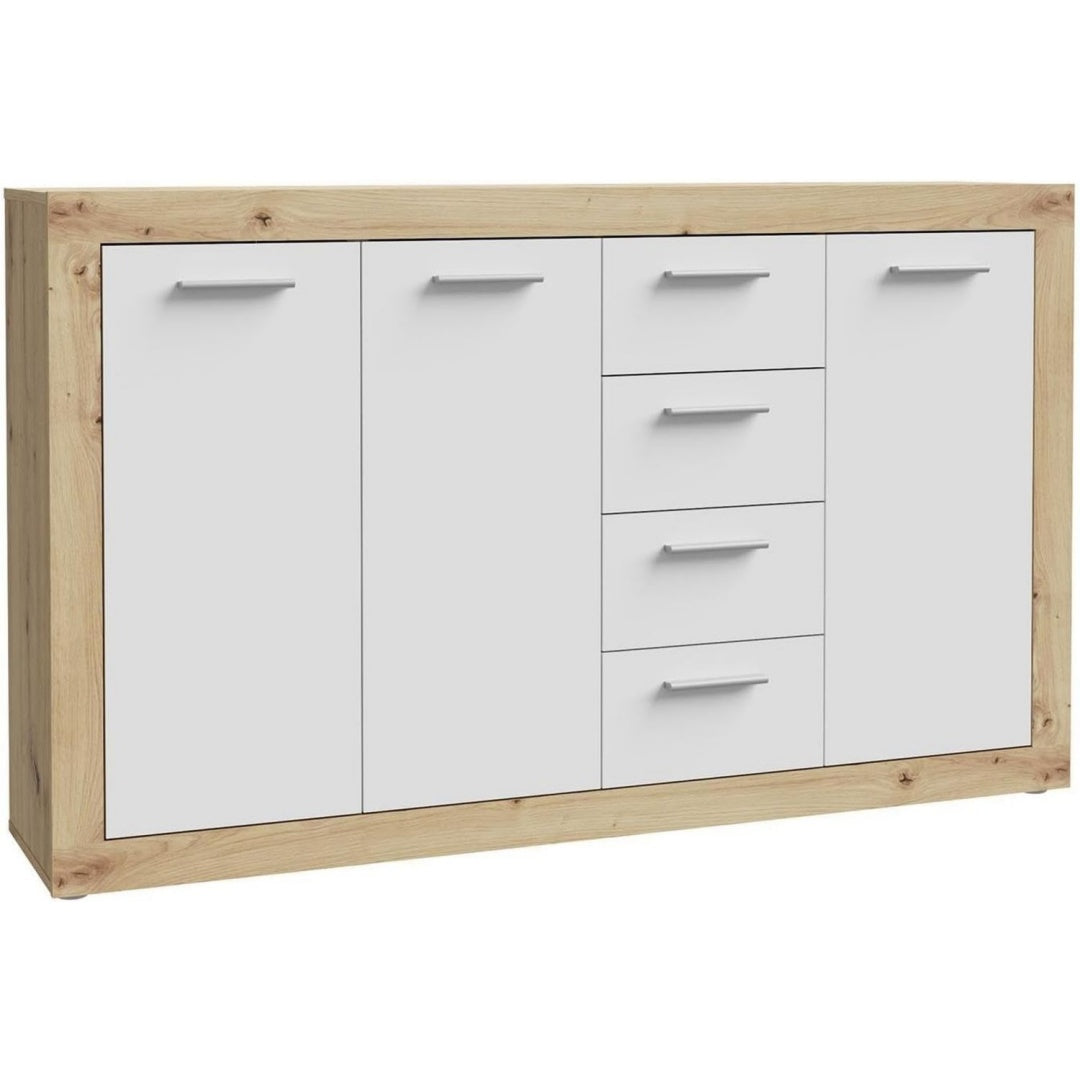 4 Schubladen und Holzoptik an dem Sideboard