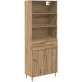 Hochschrank in Braun mit einem Metallgestell