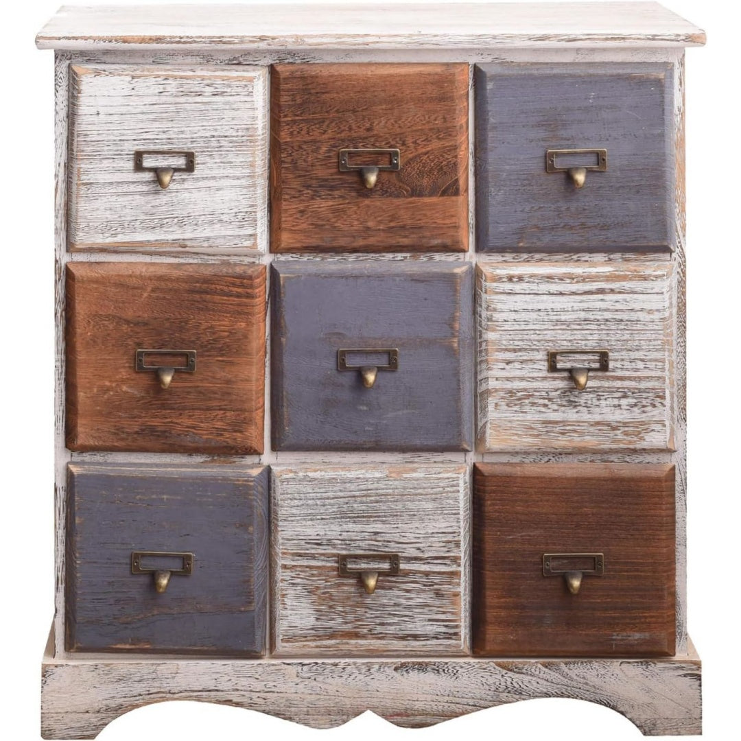 9 Schubladen treffen auf Schubladen an dem Sideboard