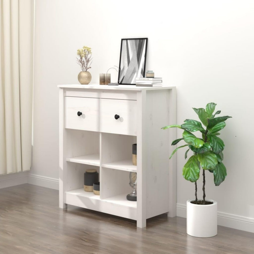 Sideboard mit den Massen 70 x 35 x 80 cm in Weiss und Naturbraun