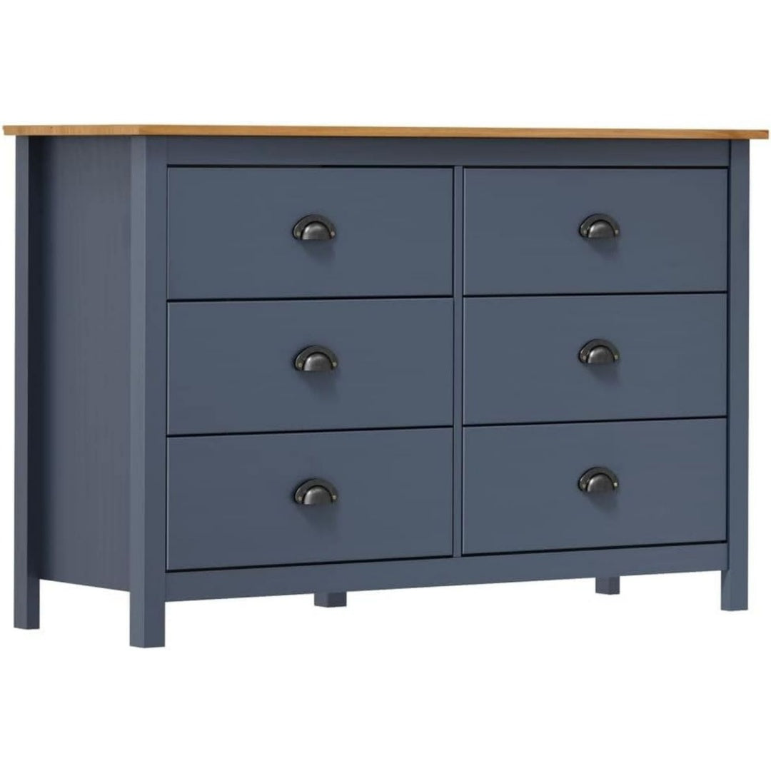 Naturbraun und Grau bestimmt die Farbgebung von dem Sideboard