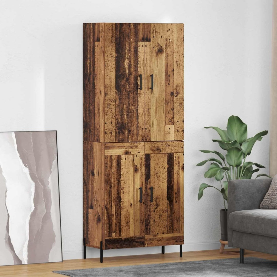 Der Hochschrank vereint 2 Tueren mit geschlossenem Stauraum