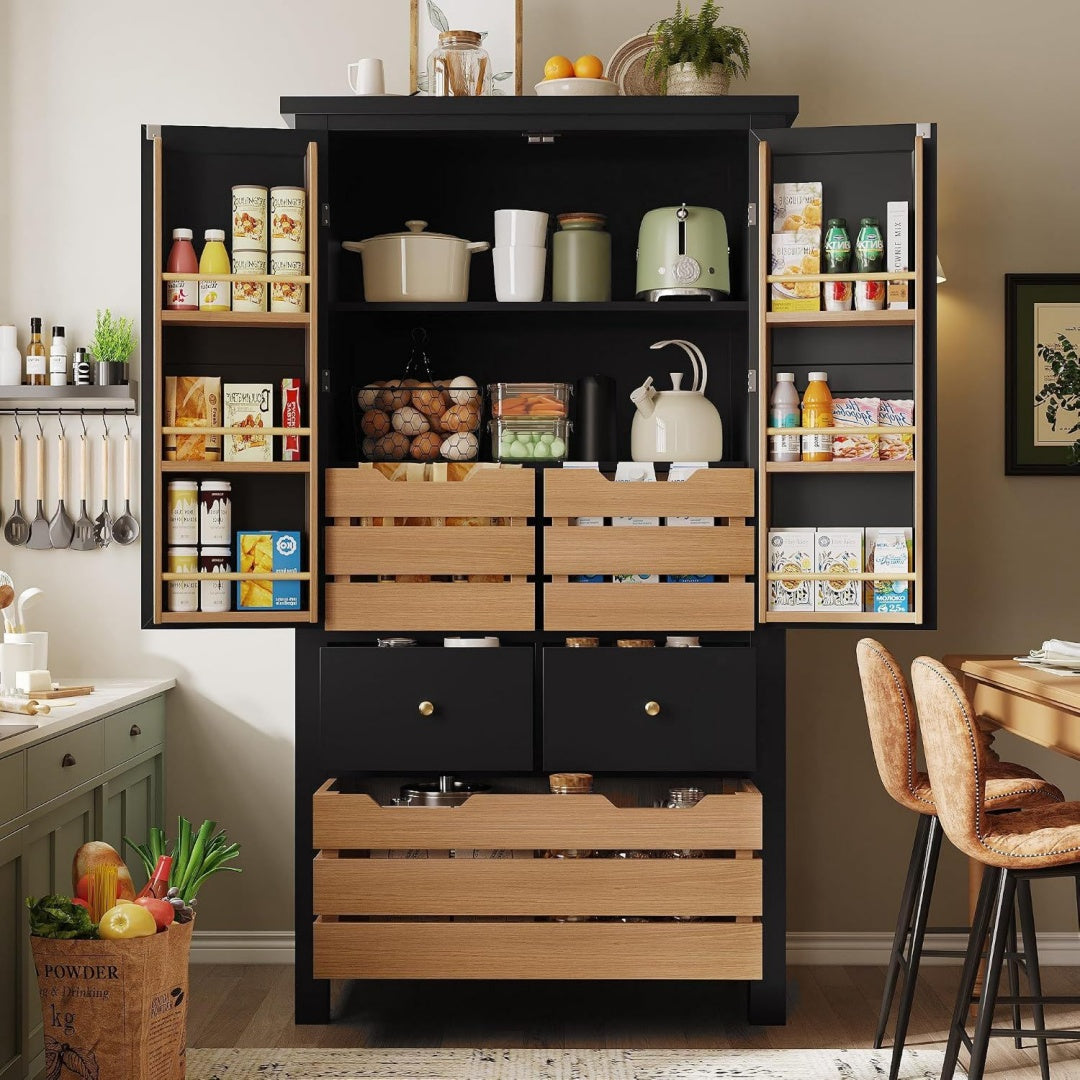 Sideboard mit den Massen 80 x 40 x 140 cm in Schwarz