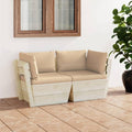 Sofa aus Stoff und Tannenholz in Beige