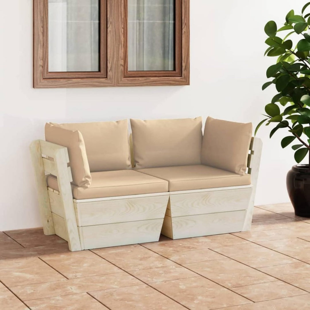 Sofa aus Stoff und Tannenholz in Beige
