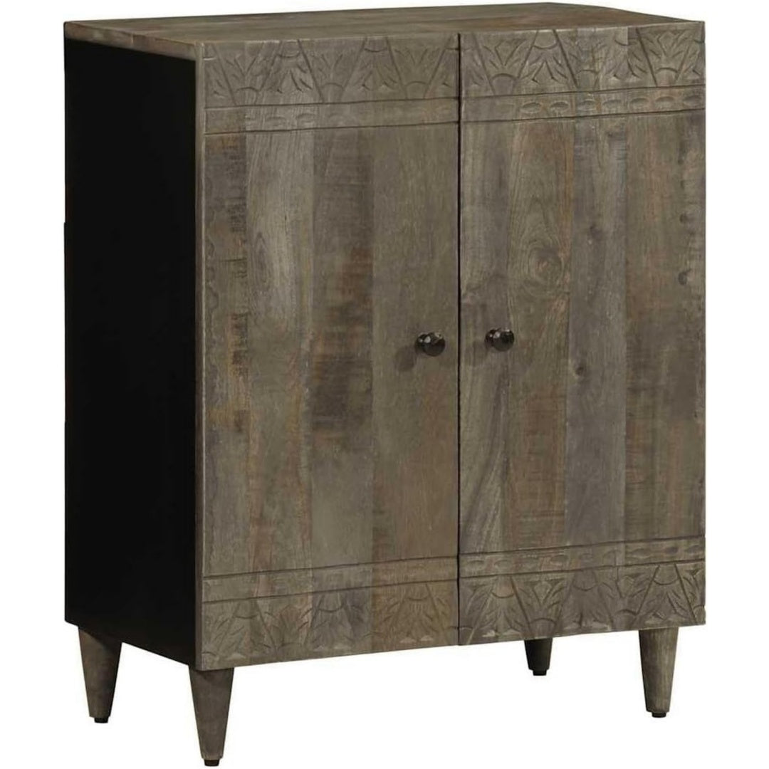 Die Gestaltung von dem Sideboard wird durch Massivholz und Mangoholz gepraegt