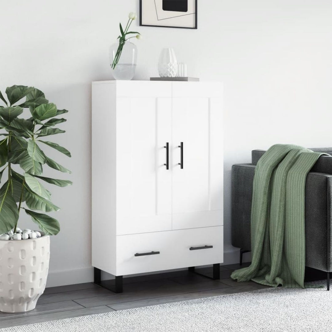 Hochschrank aus Holzwerkstoff in Weiss mit den Massen 69.5 x 31 x 115 cm