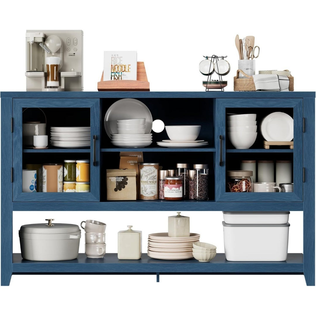 Sideboard mit offenen Ablagen und Glastueren
