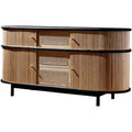 Sideboard aus Massivholz und Rattan